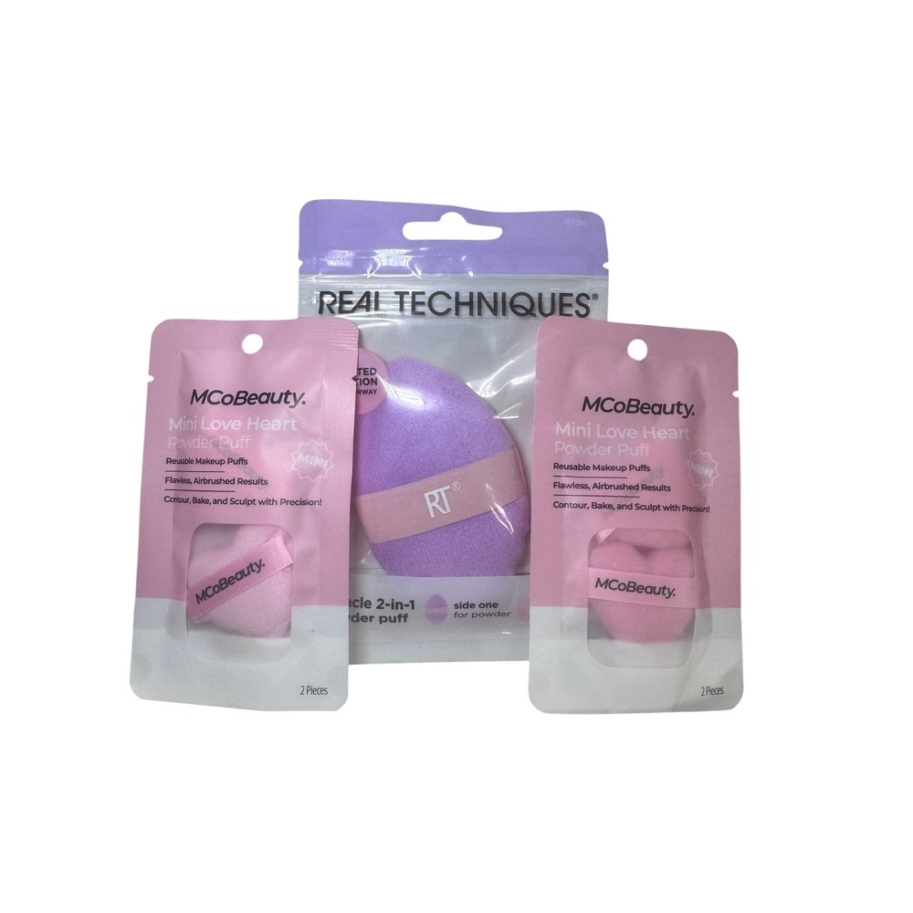 Real Techniques Miracle 2-in-1 Powder Puff & MCoBeauty Mini Heart Puffs Set